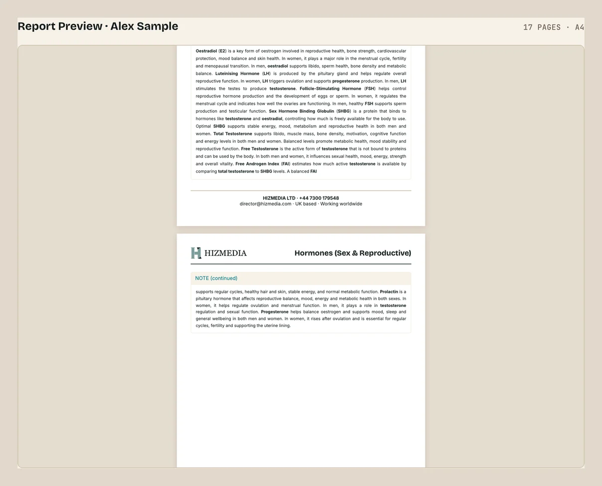 Paginating: the Lab Report Builder screen for this stage